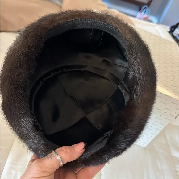 Saga Full Length Black Mink Coat with 2 mink Caps in black and white. - Picture 7 of 15